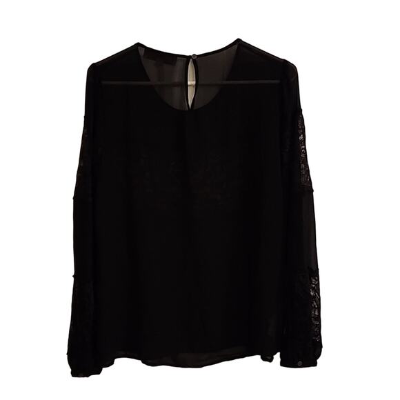 LOFT Black Sheer Top, Medium - Picture 9 of 9